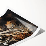 Extra large wall art featuring line art flowers in black on white, rolled print format, ideal for large living room decor.