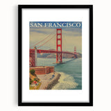 Vintage San Francisco Travel Poster - Golden Gate Bridge Art