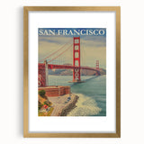 Vintage San Francisco Travel Poster - Golden Gate Bridge Art