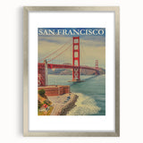 Vintage San Francisco Travel Poster - Golden Gate Bridge Art