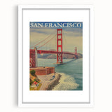 Vintage San Francisco Travel Poster - Golden Gate Bridge Art