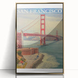 Vintage San Francisco Travel Poster - Golden Gate Bridge Art