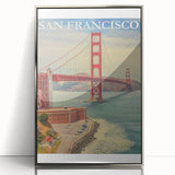 Vintage San Francisco Travel Poster - Golden Gate Bridge Art