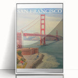 Vintage San Francisco Travel Poster - Golden Gate Bridge Art
