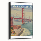 Vintage San Francisco Travel Poster - Golden Gate Bridge Art