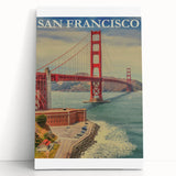 Vintage San Francisco Travel Poster - Golden Gate Bridge Art