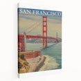 Vintage San Francisco Travel Poster - Golden Gate Bridge Art