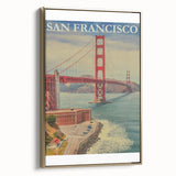 Vintage San Francisco Travel Poster - Golden Gate Bridge Art