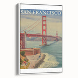 Vintage San Francisco Travel Poster - Golden Gate Bridge Art
