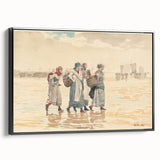 Four Fishwives on the Beach Realism Art Print - Winslow Homer Coastal Scene