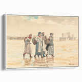 Four Fishwives on the Beach Realism Art Print - Winslow Homer Coastal Scene