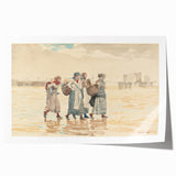 Four Fishwives on the Beach Realism Art Print - Winslow Homer Coastal Scene