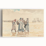 Four Fishwives on the Beach Realism Art Print - Winslow Homer Coastal Scene