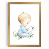 Baby with Flowers Nursery Wall Art – Kids Room & Baby Room Decor
