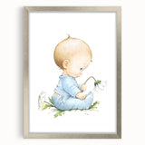 Baby with Flowers Nursery Wall Art – Kids Room & Baby Room Decor