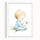 Baby with Flowers Nursery Wall Art – Kids Room & Baby Room Decor