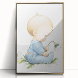 Baby with Flowers Nursery Wall Art – Kids Room & Baby Room Decor