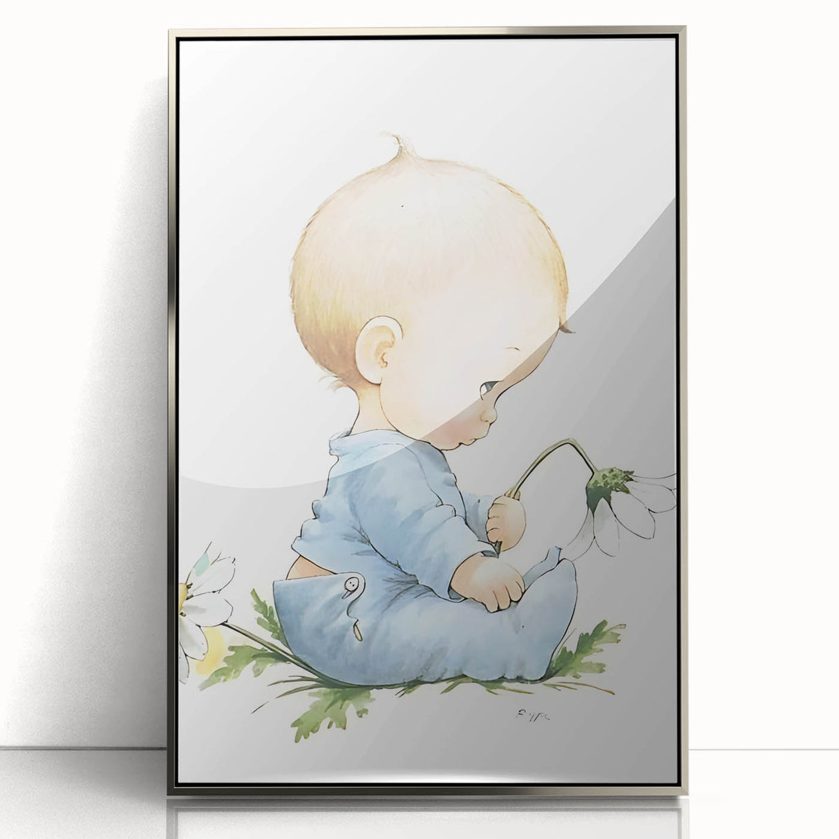 Baby with Flowers Nursery Wall Art – Kids Room & Baby Room Decor