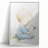 Baby with Flowers Nursery Wall Art – Kids Room & Baby Room Decor