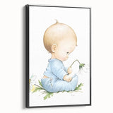 Baby with Flowers Nursery Wall Art – Kids Room & Baby Room Decor