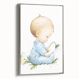 Baby with Flowers Nursery Wall Art – Kids Room & Baby Room Decor