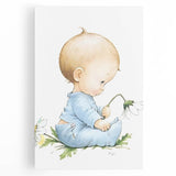 Baby with Flowers Nursery Wall Art – Kids Room & Baby Room Decor