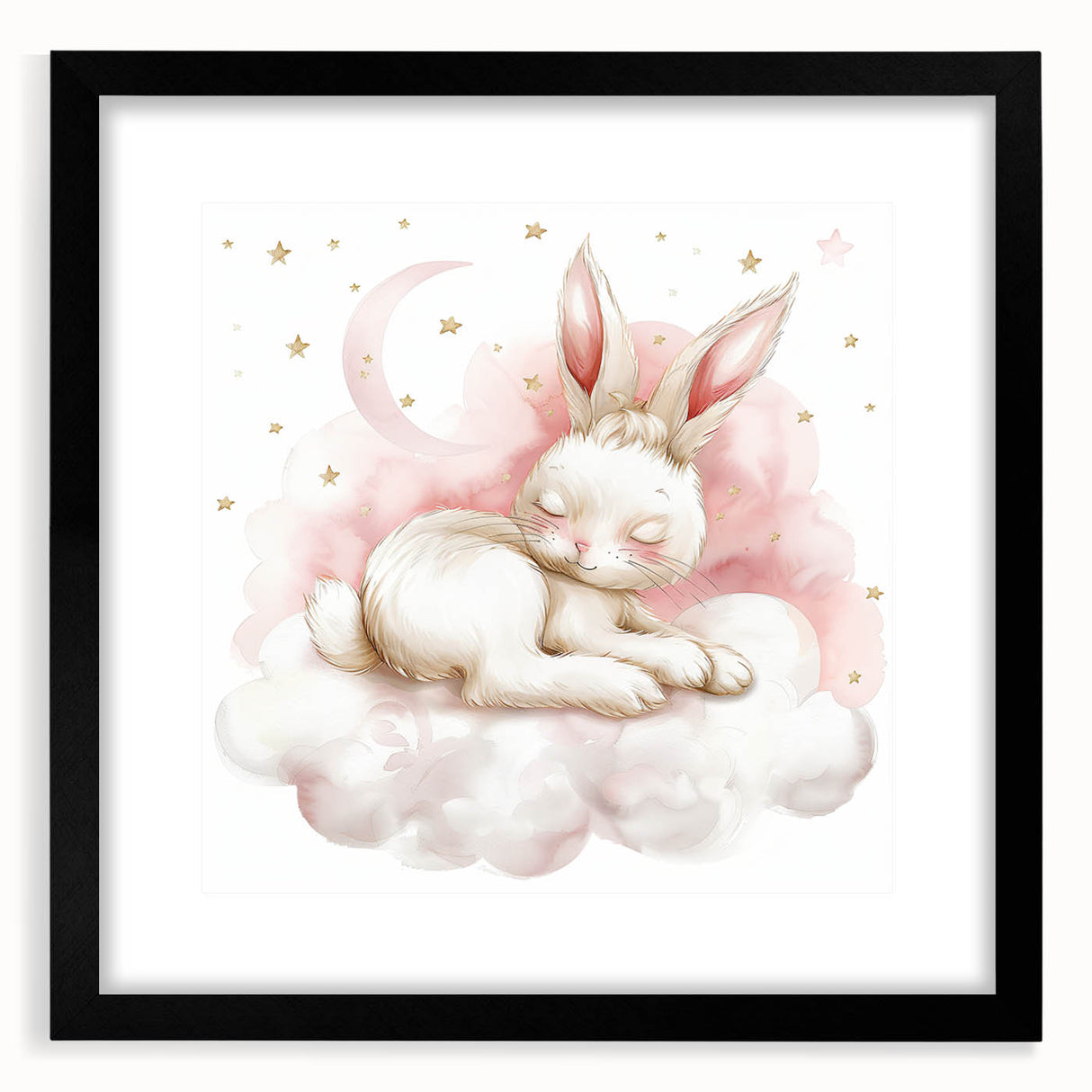 Sleeping Bunny - Kids Room Wall Art Canvas and Framed Options