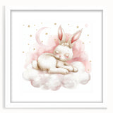 Sleeping Bunny - Kids Room Wall Art Canvas and Framed Options