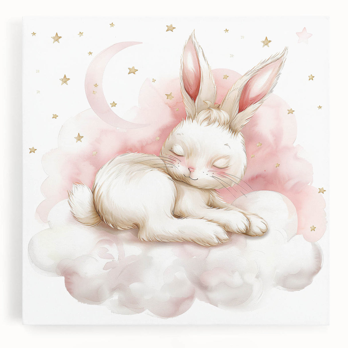 Sleeping Bunny - Kids Room Wall Art Canvas and Framed Options