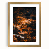 Extra large abstract art print featuring textured autumnal hues on a framed canvas, ideal for living room decor.