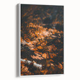 Vintage poster art featuring an autumnal scene on a framed canvas, ideal for living room decor.
