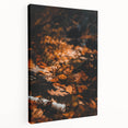 Fall-themed abstract art on stretched canvas with warm orange and red tones, suitable for kitchen wall art.