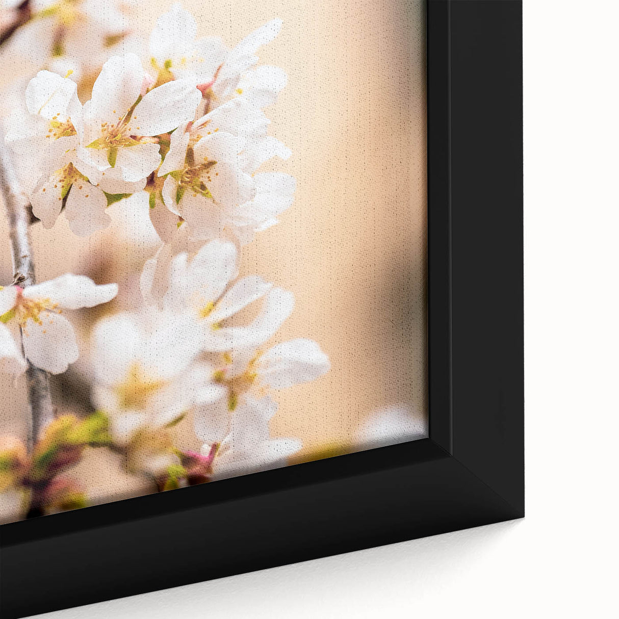 Extra large framed canvas of textured, colorful art depicting spring season, in black frame, ideal for living room decor.