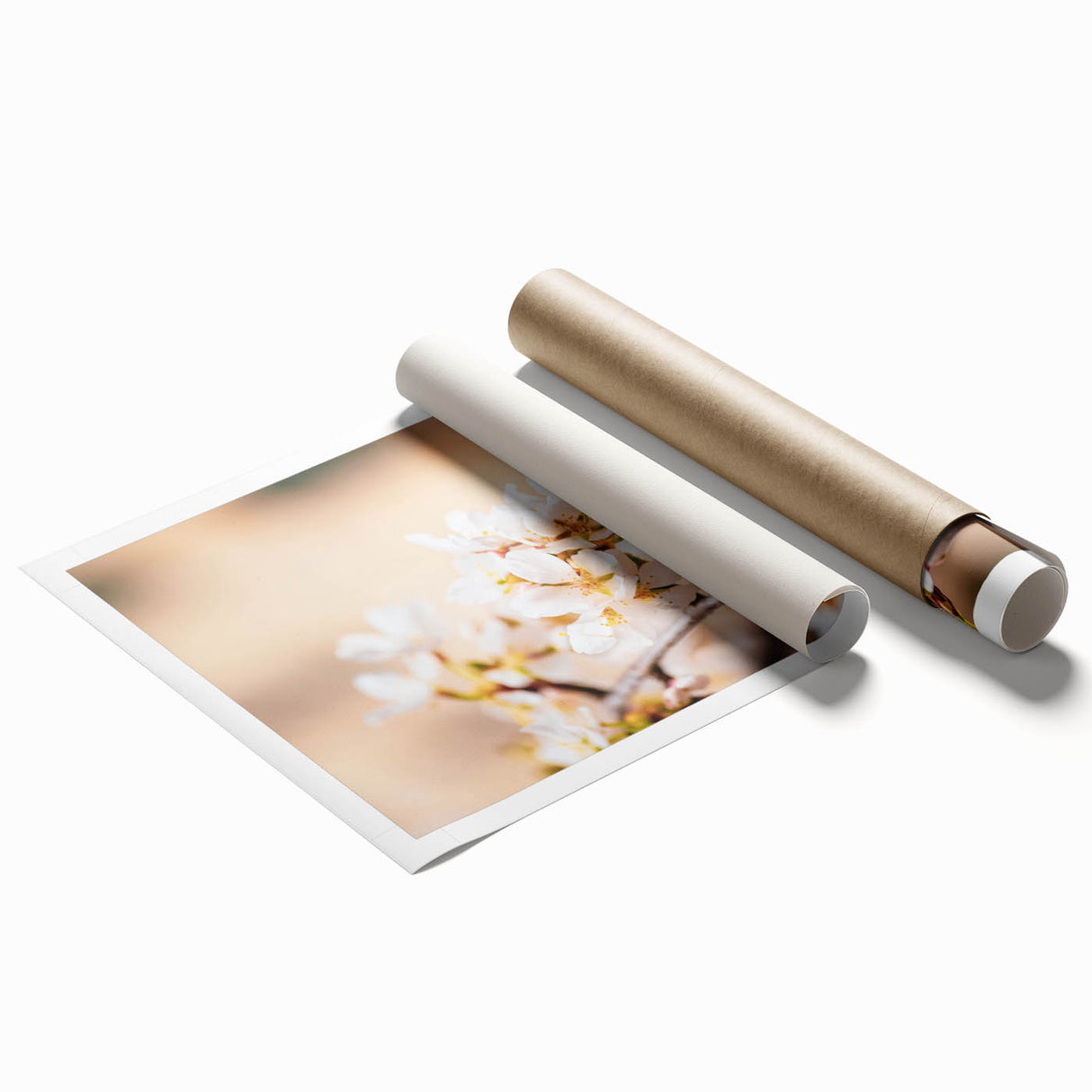 Extra large rolled print featuring a floral spring scene in pastel shades, ideal for classy bathroom wall art.