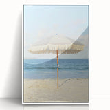 Art deco poster featuring a summer scene in pastel shades on white acrylic, ideal for modern nursery wall decor.