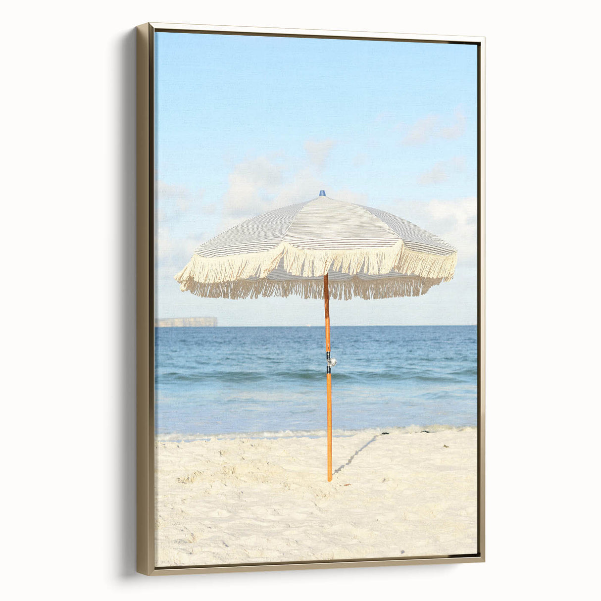 Framed canvas depicting a vintage landscape painting with muted earth tones, ideal for bedroom wall art.