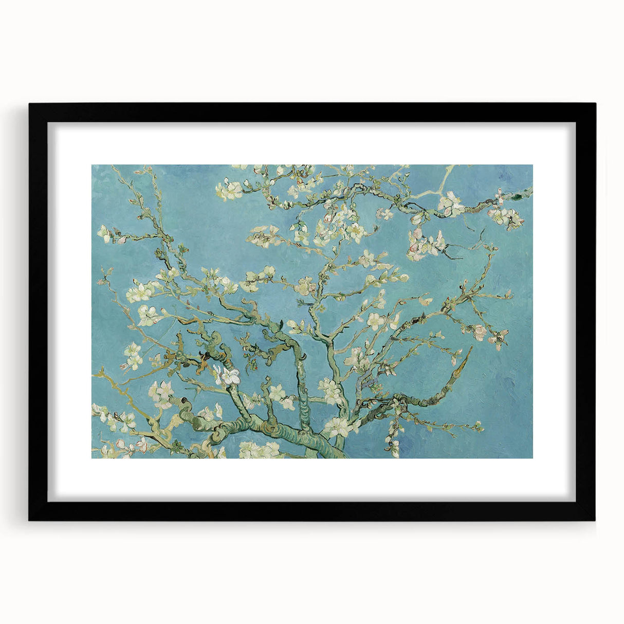 Extra large, textured abstract art print featuring vibrant, colorful swirls on a black framed canvas.