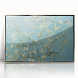 Large acrylic print of Van Gogh-inspired artwork with silver frame, featuring mid-century modernist style and vibrant colors.