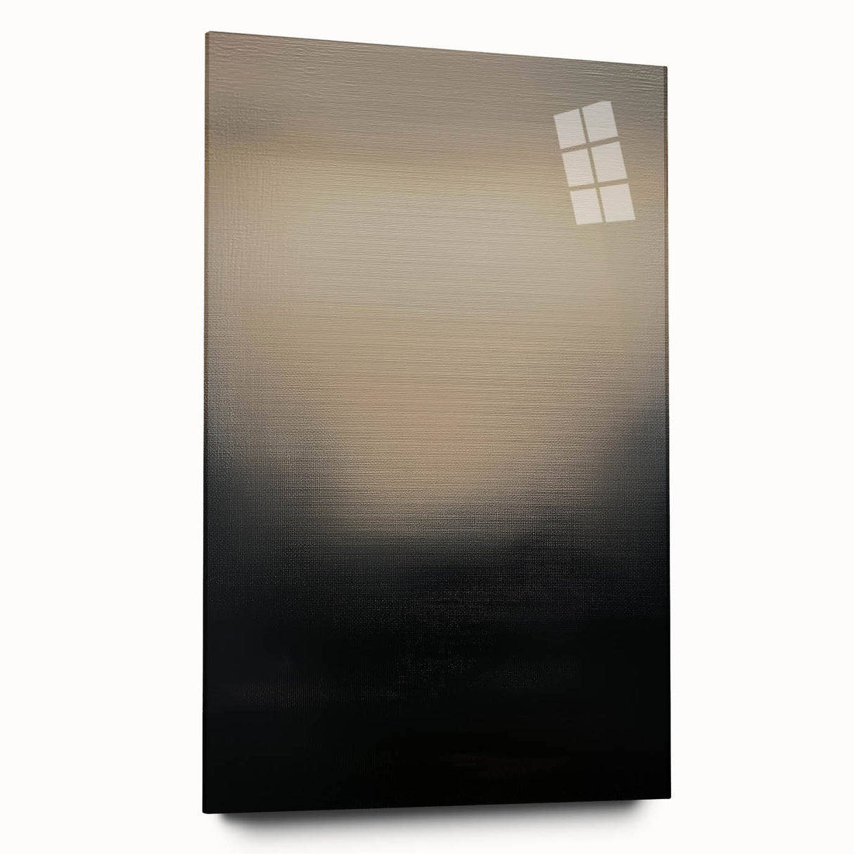 Abstract acrylic artwork featuring vibrant strokes in shades of blue, orange, and yellow, displayed in a sleek glass frame from a side view, perfect for modern decor.