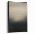 Framed canvas artwork showcasing abstract strokes in black and white, presenting a modern aesthetic. The side view highlights the sleek frame, perfect for contemporary decor.