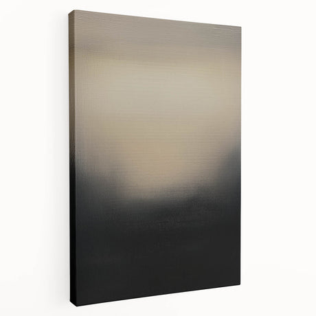Abstract strokes on a stretched canvas artwork, showcasing vibrant colors and dynamic forms, perfect for modern home decor. Side view highlights gallery wrap edges.
