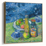 Modern Wall Art – Vibrant Still Life with Bottles and Fruit
