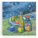 Modern Wall Art – Vibrant Still Life with Bottles and Fruit
