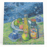 Modern Wall Art – Vibrant Still Life with Bottles and Fruit