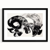 Abstract strokes frame featuring a modern black mat, showcasing a contemporary design suitable for home decor, office spaces, or art galleries. The minimalist style highlights artistic expression with elegant lines and shapes, enhancing any interior aesthetic.