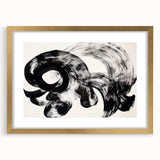 Abstract strokes frame with a gold mat, showcasing a modern design that adds elegance to any decor. Ideal for contemporary art lovers seeking unique wall accents.