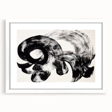 Abstract strokes frame with a white mat, showcasing vibrant colors and dynamic patterns, perfect for modern home decor or art galleries. Ideal for enhancing wall aesthetics.