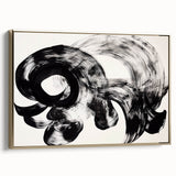 Framed canvas artwork showcasing abstract gold strokes on a textured background, highlighting contemporary design. Side view emphasizes the elegant frame.