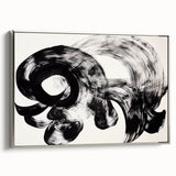 Framed canvas artwork showcasing abstract strokes in silver tones, viewed from the side. Perfect for modern home decor, adding a touch of elegance to any room.