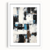 Abstract strokes frame with a white mat, showcasing a modern art design emphasizing layered colors and dynamic lines, perfect for contemporary home decor.